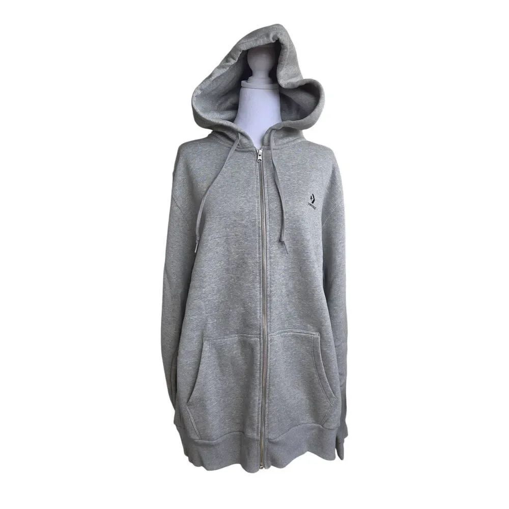 Converse Mens Size 2XL Grey Zip Up Hoodie